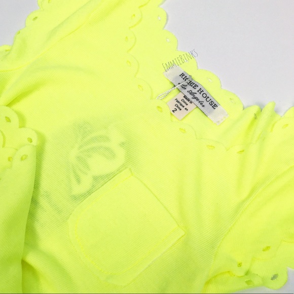 ➕NWT Girl’s Neon Boutique Pocket T-Shirt, Scallop Laser Cut Eyelet Edge - Picture 7 of 16